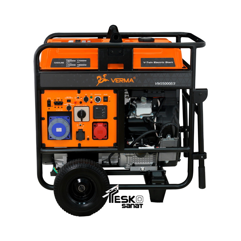 موتور برق ورما بنزینی 18 کیلووات سه فاز - تک فاز استارت ریموت ATS مدل VM35000E/3